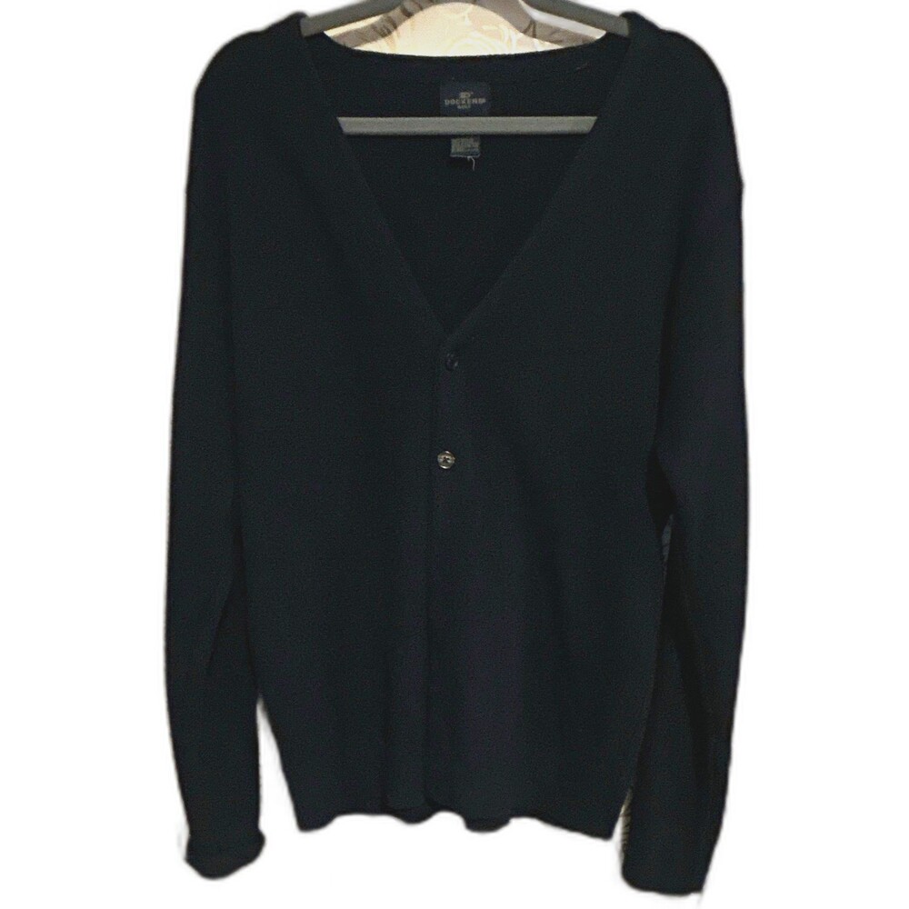 Dockers Golf Men's Acrylic Knit V-Neck Button-Front Cardigan Sweater L Navy